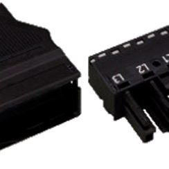Buchse WAGO 5L 0.5-4mm² schwarz mit Zugentlastungsgehäuse