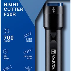 LED-Taschenlampe Varta Night Cutter F30R 700lm, Akku via USB 24h, PowerBank IPX4