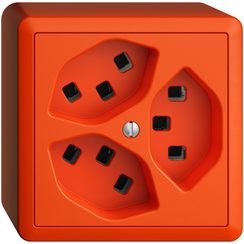 AP-Steckdose 3×T23 16A orange EDIZIOdue, mit Steckklemmen