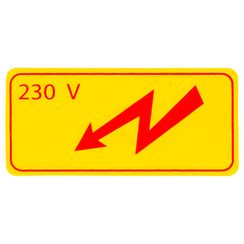 Plaque d'avertissement flèche 65x30mm mat. synth. jaune-rouge