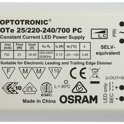Convertisseurs courant constant OTe 25, pour LED 700mA 25W 240V