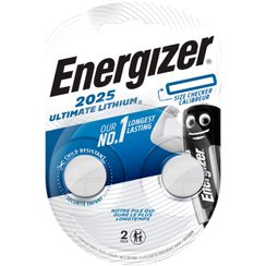 Pile bouton lithium Energizer CR2025 3V, blister à 2 pièces