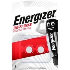 Pile bouton oxyde d'argent Energizer 357/303 (SR44) 1.55V blister à 2 pièces