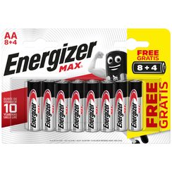Batterie Energizer alcaline Aktion Max AA, LR 6, E91, blister à 8+4 pièces