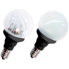 Lampe décor.LED Golf Ball clair E14 0.5W 12V 8 LED blanc chaud