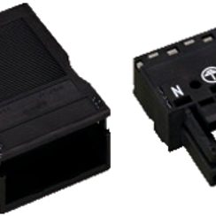 Prise WAGO 3L 2×0.5-4mm² cod.A noir avec boitierdéchargetraction