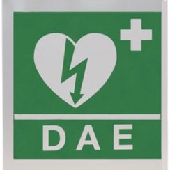 Defibrillator-Hinweisschild, Wandmontage, Metall, Grösse 35x36cm