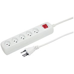 Prise multiple STEB POWER EASY 5×T13 avec interrupteur EN/HORS 1.5m blanc