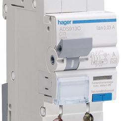 Disjoncteur différentiel FI/LS Hager C 13A 30mA QuickConnect 1P+N 6kA