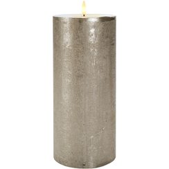 Flat Candle XL taupe 1LED ww D12.5xH27.5cm 2xAA -Timer 5/19