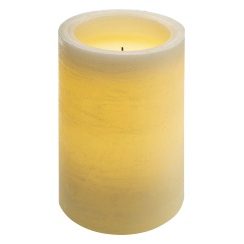 Flat Candle S, ivory 1LED ww D10x15cm 3xAAA - Timer 5/19