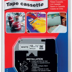 Cassette ruban MK 12mm×8m, blanc-noir