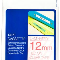 Cassette ruban Brother TZe-132 12mmx8m, transparent-rouge