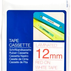 Cassette ruban Brother TZe-232 12mmx8m, blanc-rouge