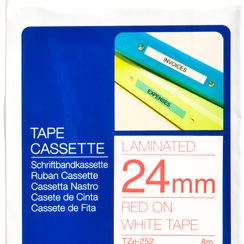 Cassette ruban Brother TZe-252 24mmx8m, blanc-rouge