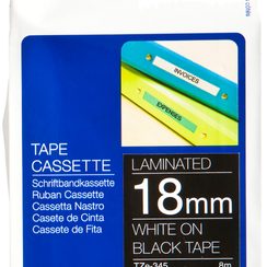 Cassette ruban Brother TZe-345 18mm×8m, noir-blanc
