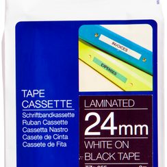 Cassette ruban Brother TZe-355 24mm×8m, noir-blanc