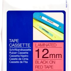 Schriftbandkassette Brother TZe 12mmx8m, rot-schwarz