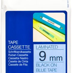 Schriftbandkassette Brother TZe-521, 9mmx8m, blau-schwarz