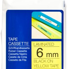 Schriftbandkassette Brother TZe 6mmx8m, gelb-schwarz
