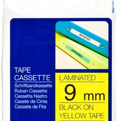 Cassette ruban Brother TZe-621 9mmx8m, jaune-noir