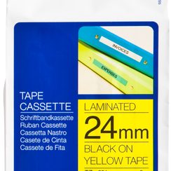Cassette ruban Brother TZe-651 24mmx8m, jaune-noir