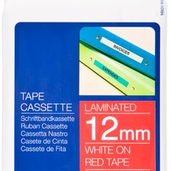 Cassette ruban Brother TZe 12mmx8m, rouge-blanc