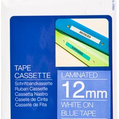 Schriftbandkassette Brother TZe 12mmx8m, blau-weiss