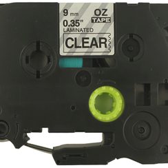 Cassette ruban compatible avec OZE-121, 9mmx8m, transparent-noir
