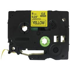 Cassette ruban compatible avec OZE-611, 6mmx8m, jaune-noir