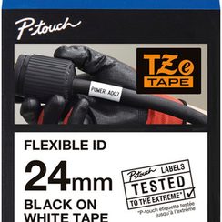 Cassette de ruban à imprimer Brother TZe-FX251 Flex 24mm×8m, blanc-noir