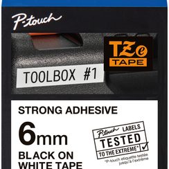Cassette ruban Brother TZe-S211 6mm×8m blanc-noir
