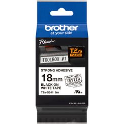 Schriftbandkassette Brother TZe-S241 18mmx8m, weiss-schwarz