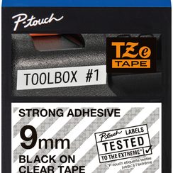 Schriftbandkassette Brother TZe-S121 9mmx8m, transparent-schwarz