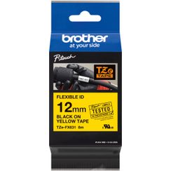 Cassette ruban Brother TZeFX,12mm×8m, jaune-noir