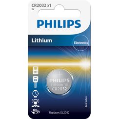 Pile bouton Philips 3V lithium CR2032/1 - euroblister
