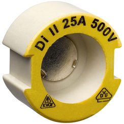 Schraubpasseinsatz DII E27 500V aus Keramik 25A nach DIN 49516 gelb