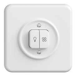 Interrupteur p.lumière+ventilat.ENC STANDARDdue blanc, contrôle, LED jaune