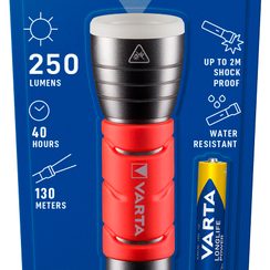 Lampe de poche LED Varta Outdoor Sports F10 3AAA avec batterie