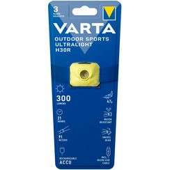 Lampe frontale LED VARTA Outdoor Sports Ultralight H30R 300lm, accu Li, jaune