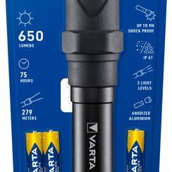 Lampe de poche LED VARTA Indestructible F30 Pro, 650lm, avec 6×AA